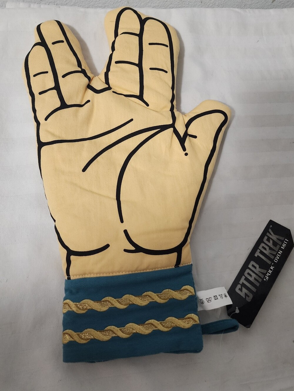 Star Trek Vulcan Salute Oven Mitt - Teal and Cream